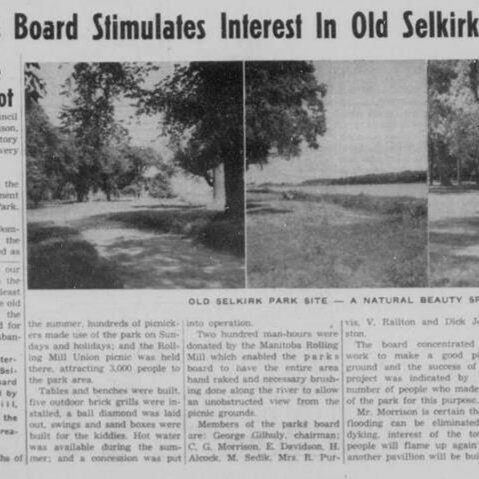 Interest In Old Selkirk Park Site, 1953, Selkirk Enterprise Newspaper article about how Selkirk Park may be used again after the rejuvenation process is done.