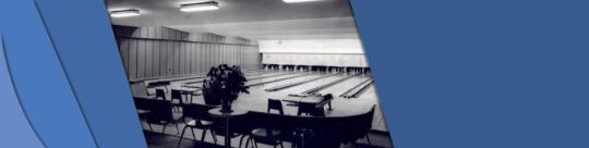 Photo shows the multiple bowling lanes in the Selkirk Bowling Alley.