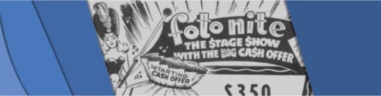 Photo showing ad for a Foto-Nite event in Selkirk