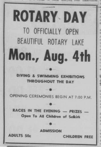 Alternate opening date for Rotary Lake