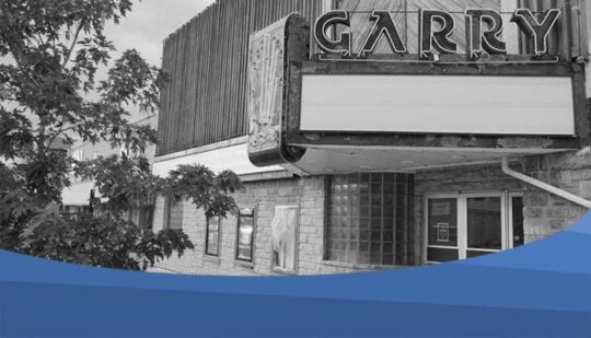 Black and white featured banner image of the Garry theatre