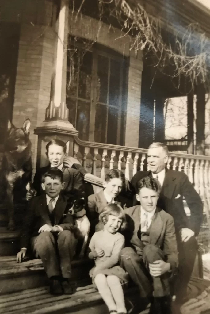 From Left, Jack, Donald, William Sr., Hugh, William Jr. with Helen Mary, c1929, Geoff Blackwood
