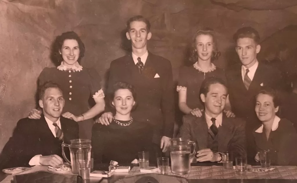 Gordon Siblings Celebrating Upcoming Weddings at the Cave Supper Club, Hugh and Ada, Frederick and Maude, John and Freda, Helen, Donald, 1940, Geoff Blackwood