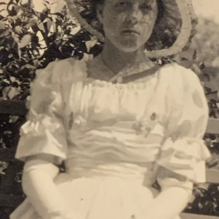 Ruth Hooker Dressed Up, Date Unknown, Joen Hadfield Black and white portrait of Ruth Hooker