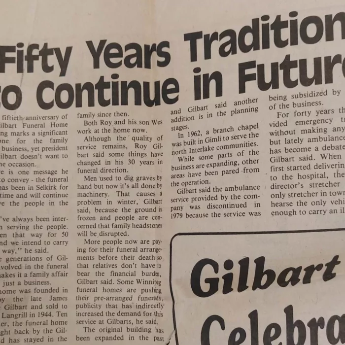 50 Years Tradition to Continue in Future, 1985, Wes Gilbart Newspaper article titled "Fifty Years Tradition to Continue in Future"