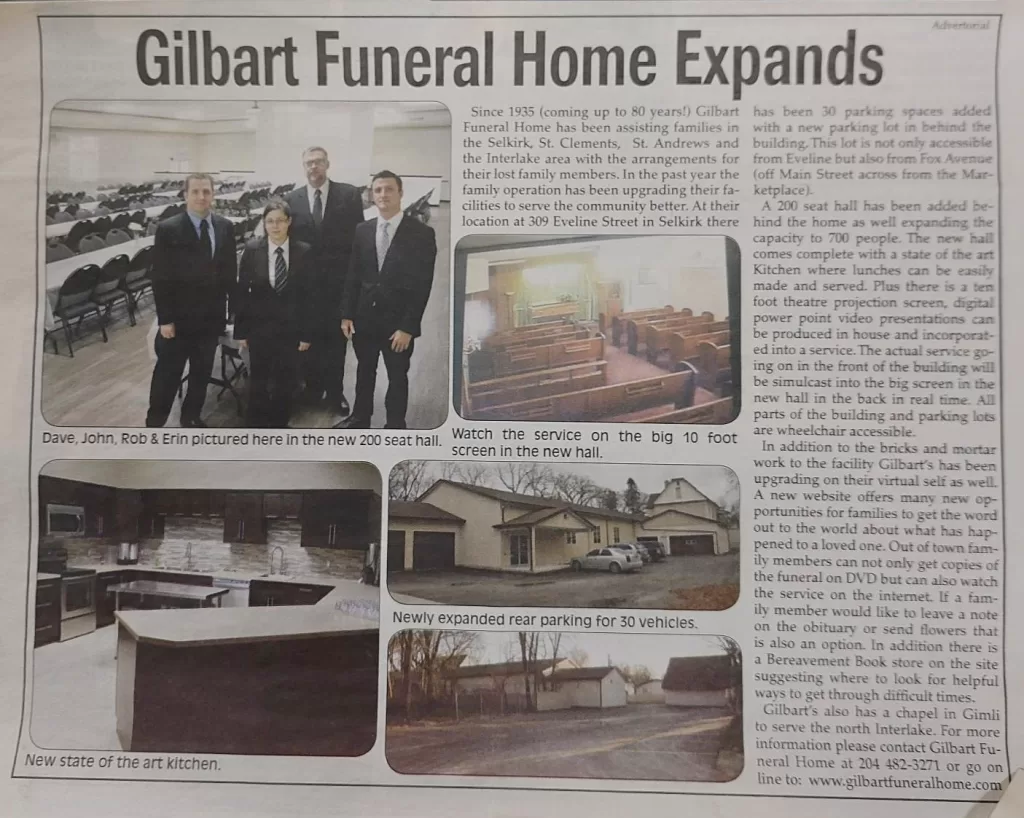 Gilbart Funeral Home Expands, 2014, Wes Gilbart