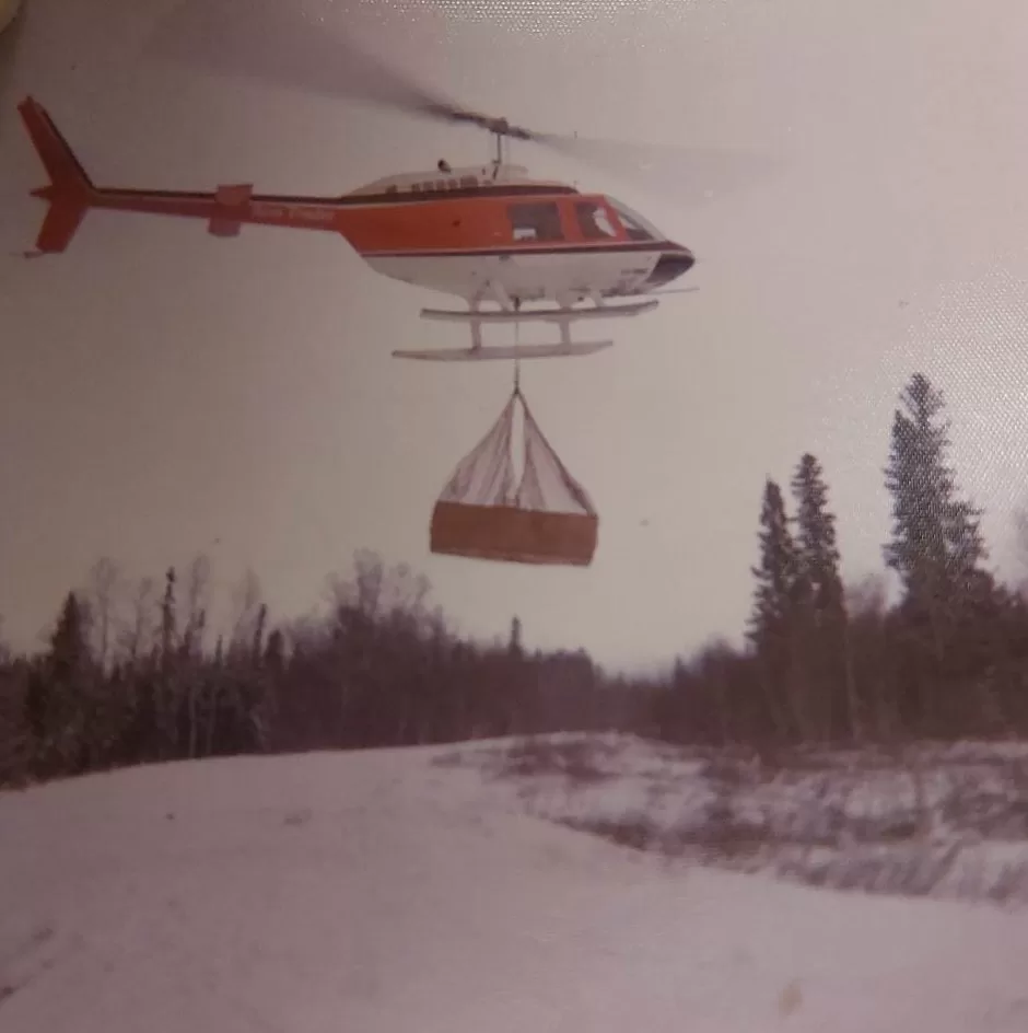 Heli Lifting a Casket, Loon Straights, Date Unknown, Wes Gilbart