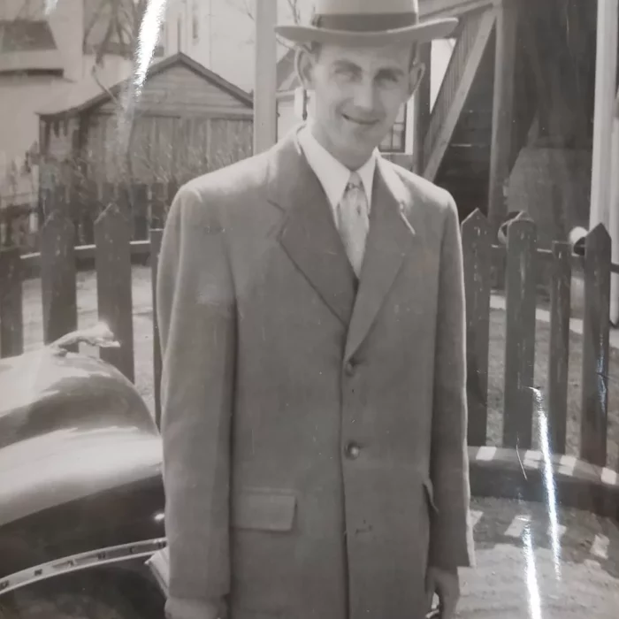 Maurice in the Bardal Days, Date Unknown, Wes Gilbart Man dressed nicely in a hat and jacket
