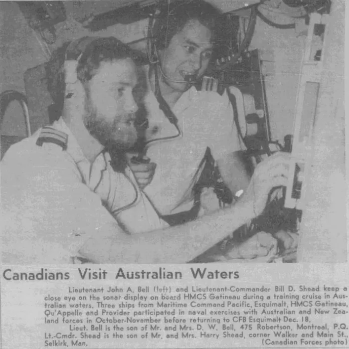Canadians Visit Australian Waters, December 24, 1972, Selkirk Enterprise, Bill Shead in the cockpit printed in a newspaper article titled Canadians visit Australian waters
