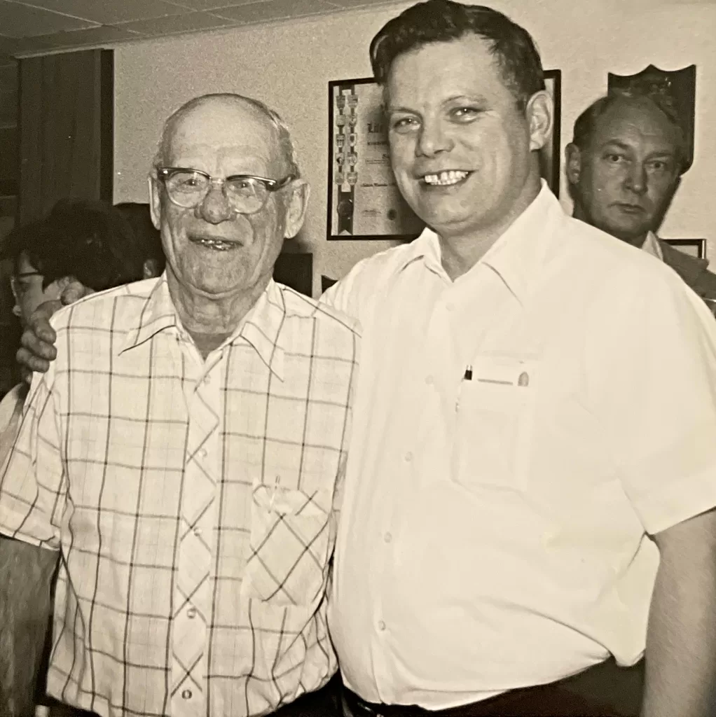 Bud Oliver with His Father, and Former Mayor, Steve Oliver, Selkirk Enterprise November 1, 1983