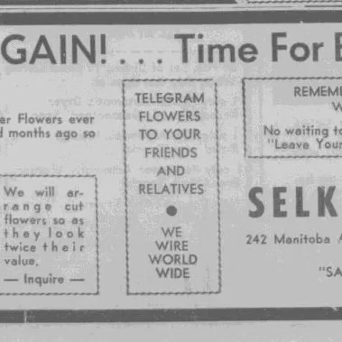 It's Easter Again Selkirk Florist,1963, Selkirk Enterprise Newspaper ad titled "It's Easter Again!... Time for Bonners and Flowers"