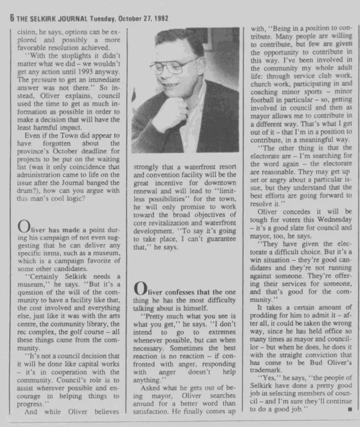 Selkirk Journal October, 27, 1992