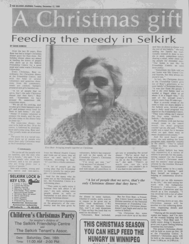 Feeding the Needy in Selkirk, 1989, Selkirk Journal