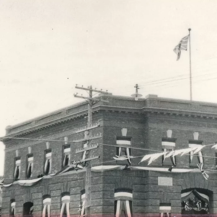 Fair Parade Post Office, 1930, Ted Francis Black and white picture of the old post office in 1930