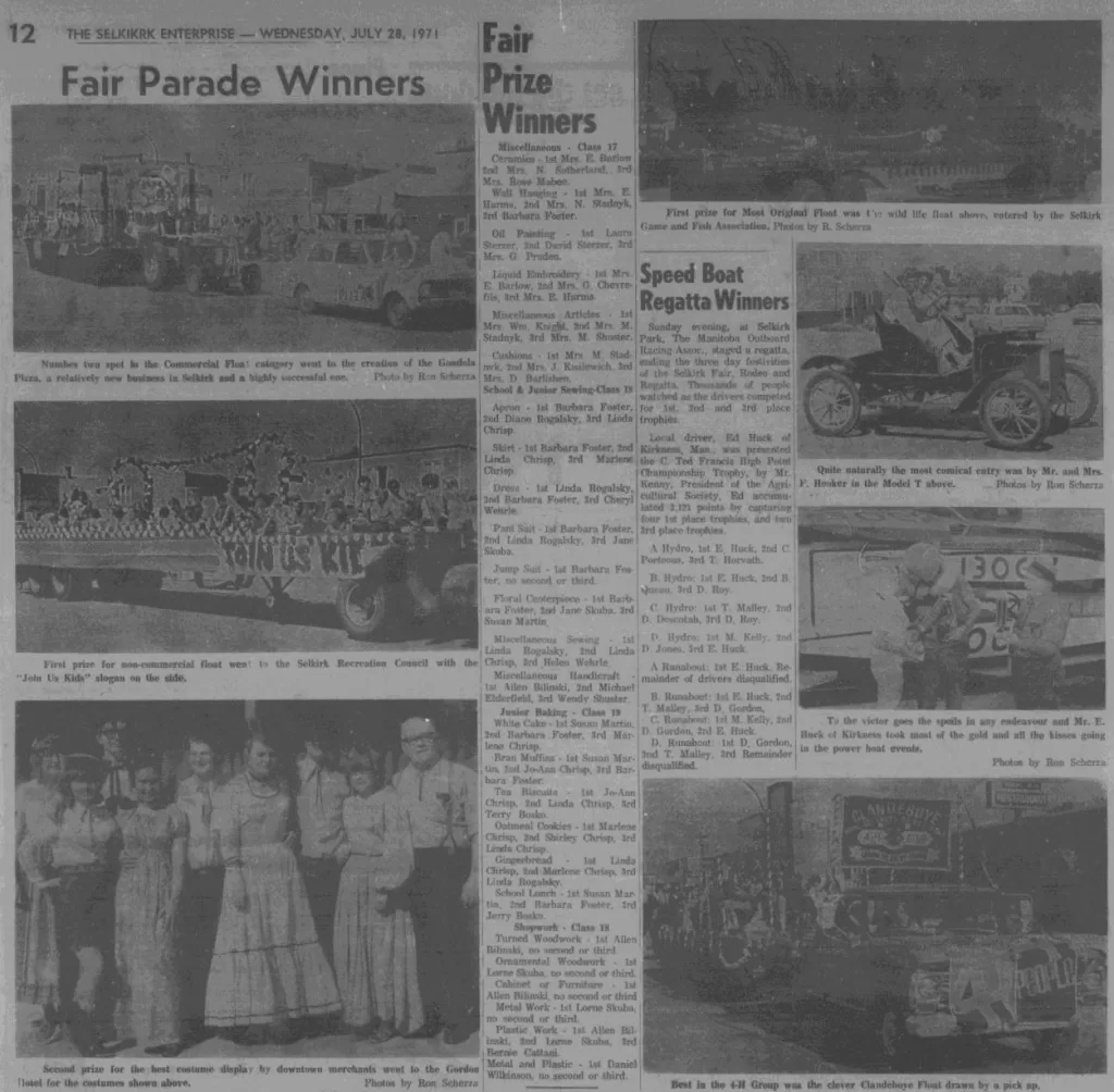 Fair Parade Winners, 1971, Selkirk Enterprise