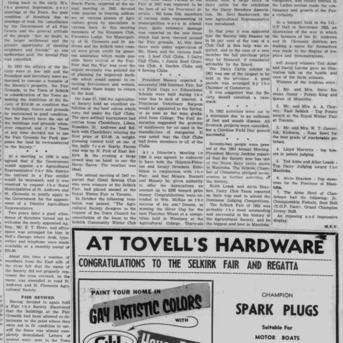 A History of Our Agricultural Society, June 1956, Selkirk Enterprise Newspaper article continuing on the rodeo in town