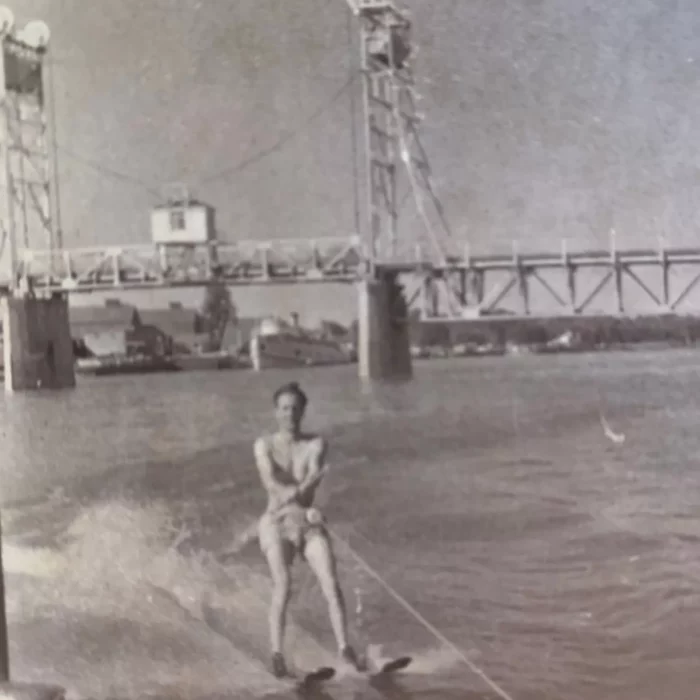 Selkirk Fair and Regatta Water Skiing, Date Unknown, Joen Hadfield Black and white account of the Selkirk water skiing at the fair