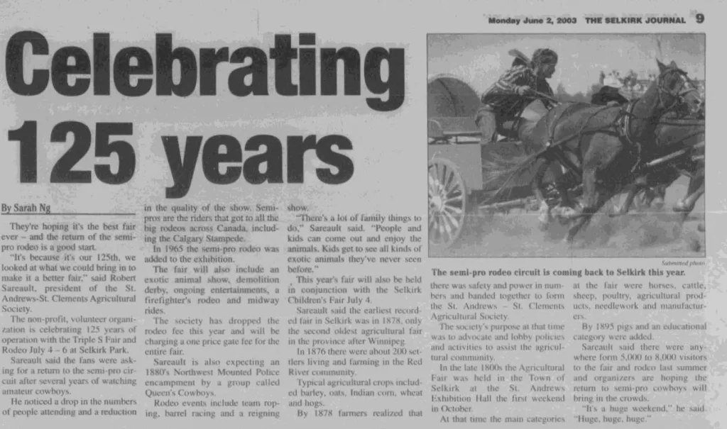 Celebrating 125 Years, 2003, Selkirk Journal