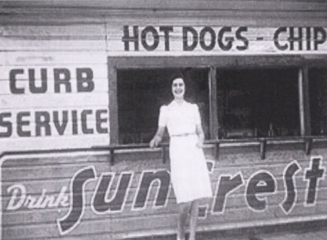 Rose Tending Rifkin's Hot Dog Stand on the Corner of Main Street and Superior Avenue, c1932-1945, Saul Rifkin, Stories of Selkirk's Pioneers and Their Heritage, Kenneth G. Howard