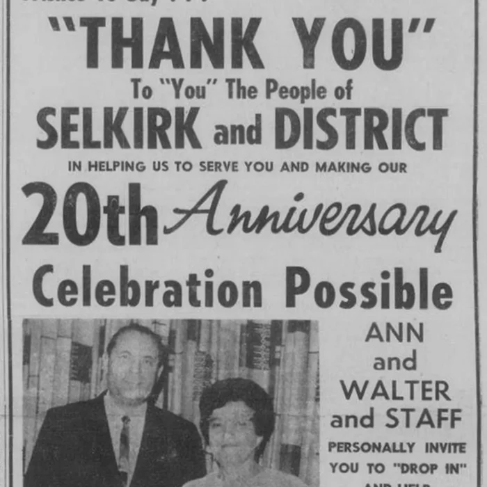 Newspaper article saying thank you to the Selkirk district