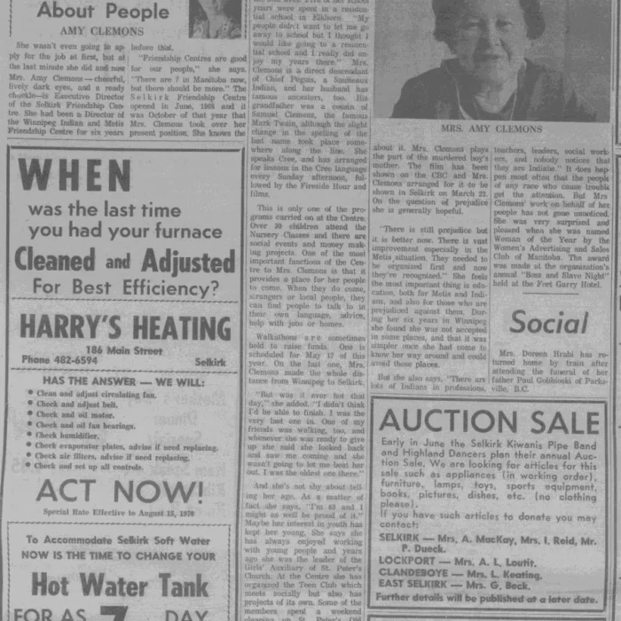 Newspaper article dedicated to Amy Clemons