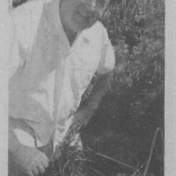 Mr. Kropelnicki in his green, green garden