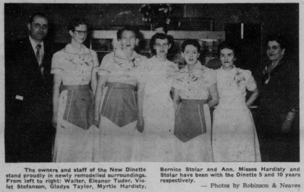 Owners and Staff of the Newly Remodelled Dinette, 1957, Selkirk Enterprise