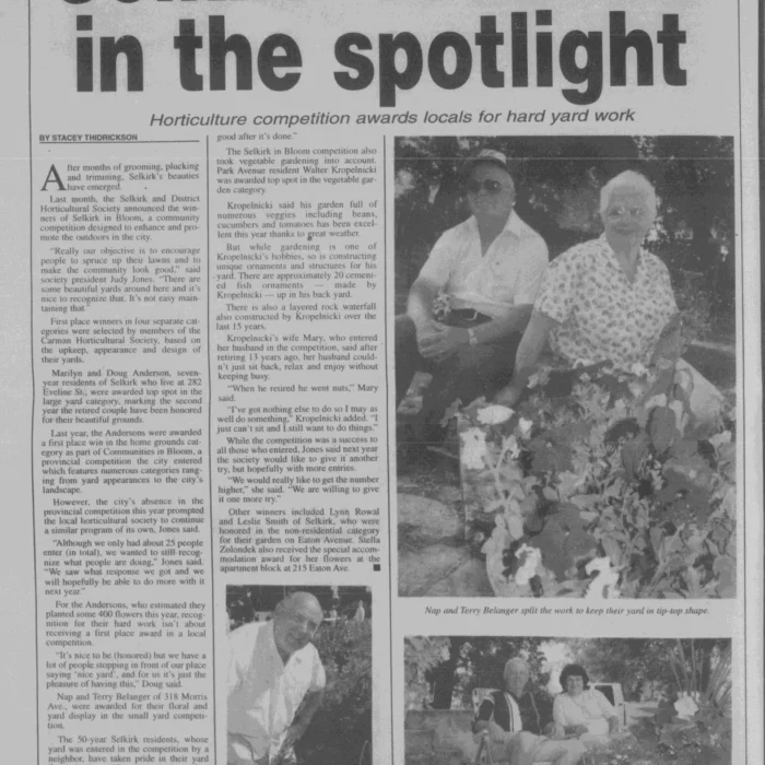 Newspaper article titled Selkirk Beauties in the spotlight