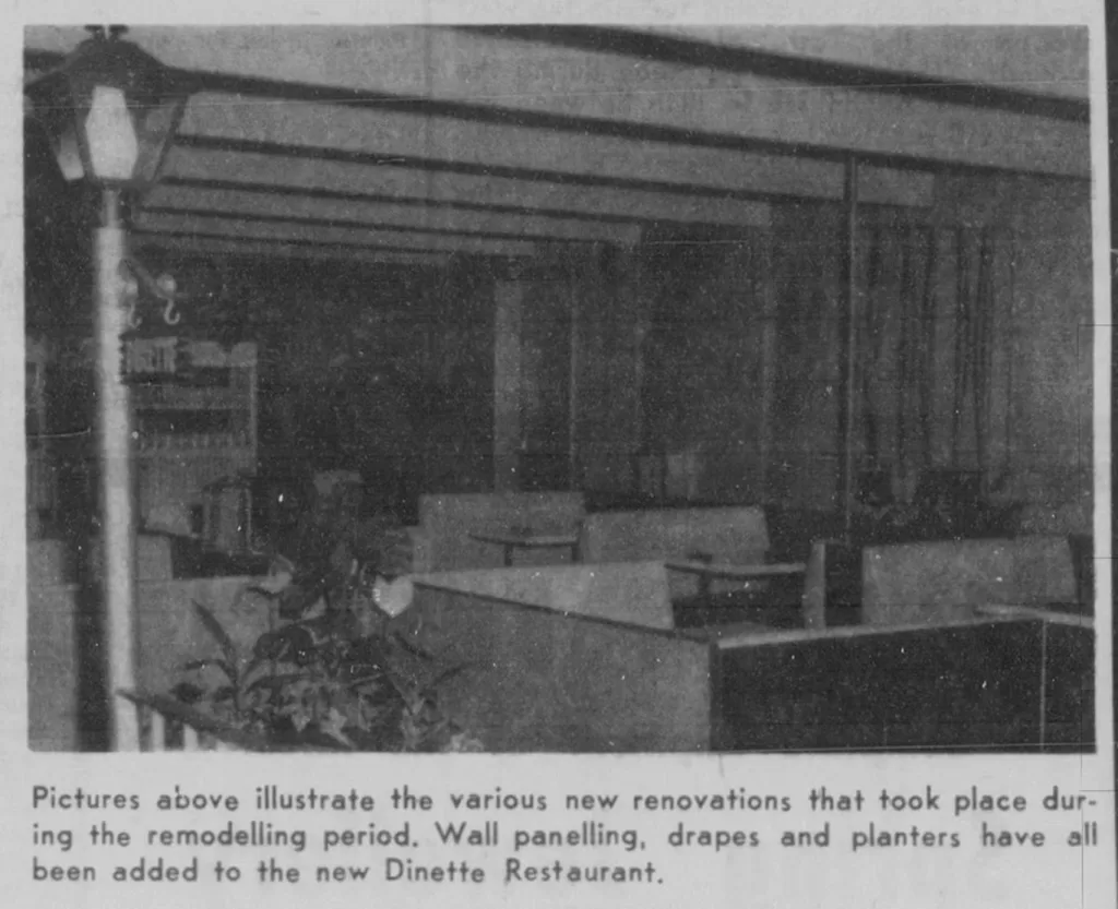 Wall Panelling, Drapes, and Planters Added to the Dinette Restaurant, 1960, Selkirk Enterprise