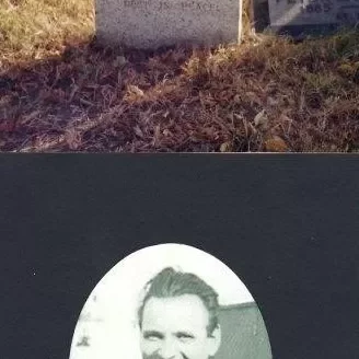 Edward (Ted) G. Langlois Gravestone, 2008, Shirley Deglan Gravestone and portrait of Edward (Ted) G. Langlois
