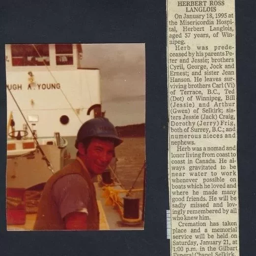 Herbert R. Langlois, 1995, Shirley Deglan Obituary of Herbert R. Langois