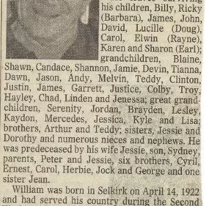 William Henry Langlois Obituary, 2001, Shirley Deglan Obituary of William Henry Langois