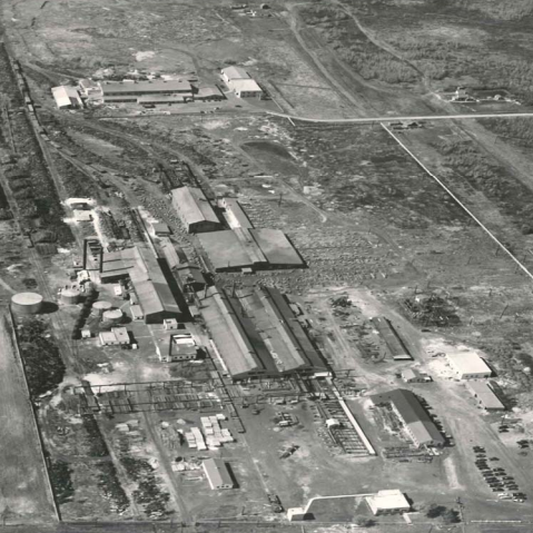 Aerial View of Selkirk Manitoba Location, Date Unknown, Gerdau Aerial view of Gerdau Selkirk in black and white
