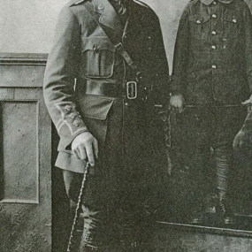 Dr. Harry Gibbs With His Son Willard, c1915, A Magical Place by Hugh Gibbs Black and white portrait of Harry Gibbs and his son Willard