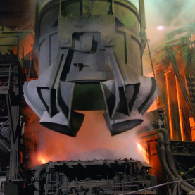 Melting Scrap Charging Furnace, Date Unknown, Gerdau The very large scrap furnace heating metal up