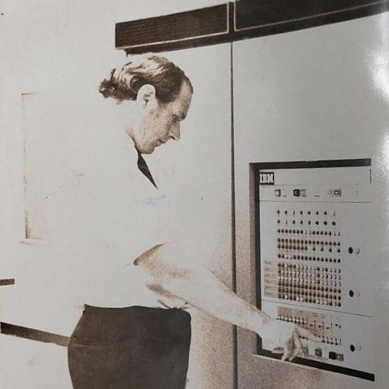 New Rolling Mills Computer, 1971, Selkirk Enterprise Man working on computer controls in the Rolling Mills