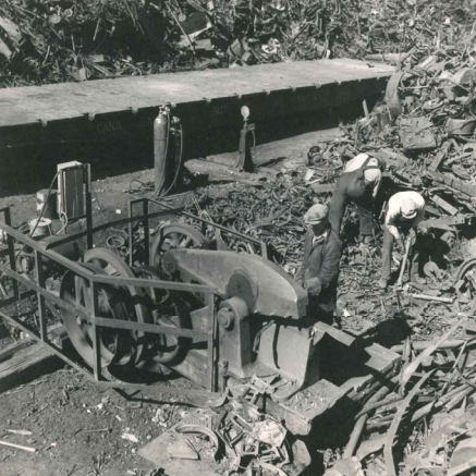 Scrap Preparation Manual Cutting, Date Unkown, Gerdau Workers sifting through the scrap metal at Gerdau