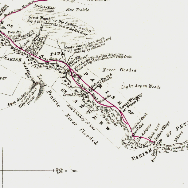 Selkirk Section of Map of Part of the Valley of Red River North of the 49th Parallel, Date Unknown, H.Y. Hind Written map of the Selkirk section