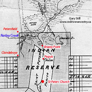 St. Peter's Reserve Map, Date Unkown, Red River Ancestry St. Peters Reserve Map showing boundaries