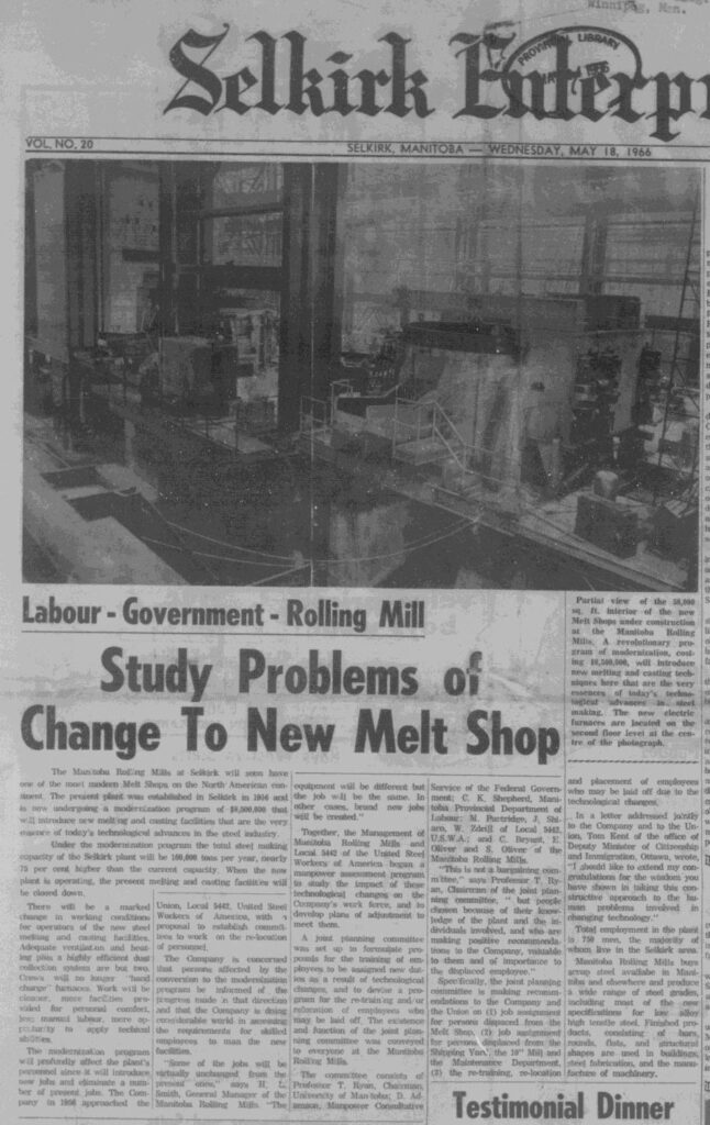 Study Problems of Change to New Melt Shop, 1966, Selkirk Enterprise
