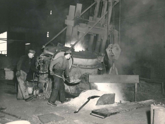 Tapping Melt Shop Furnace, Adding Alloys to Scrap, Date Unknown, Gerdau