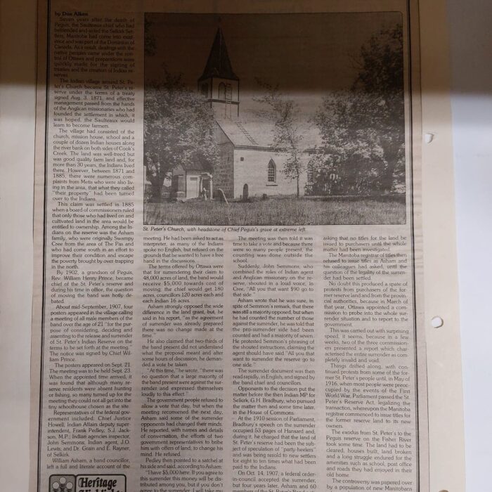 The St. Peter's Land Struggle, 1988, Winnipeg Real Estate News Newspaper article titled the St. Peter's land struggle