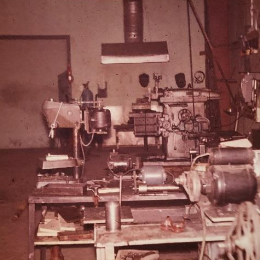 Front Half of the Machine Shop, 1960s, Fraser Stewart Interior view of the Purvis machine shop in the 1960s