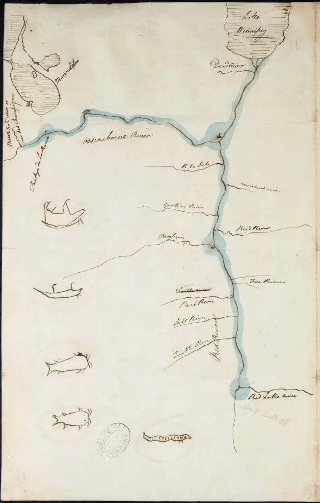 Written map of the Peguis-Selkirk treaty in 1817