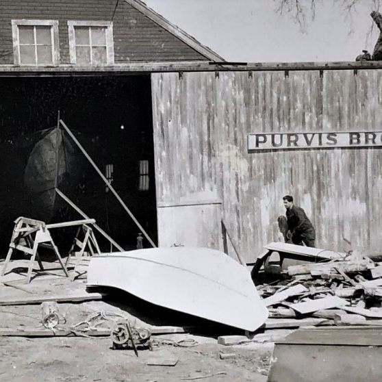 Purvis Bros, Date Unknown, Fraser Stewart Front of the Purvis Bros shop with scrap pieces in the front yard