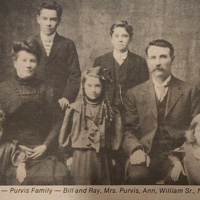 The Purvis Family, 1911, Selkirk Enterprise Centennial Edition Black and white portrait of the Purvis family