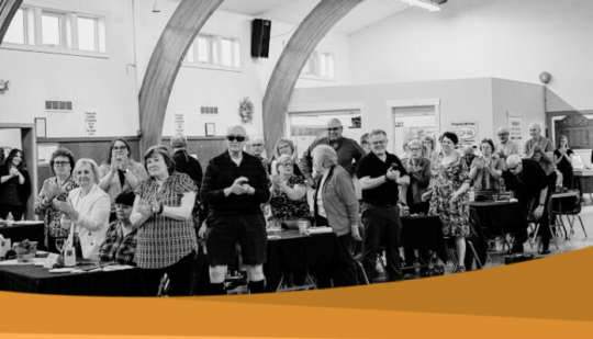 shef-feature-image Black and white photo of the attendees of the Selkirk Heritage Endowment Fundraiser