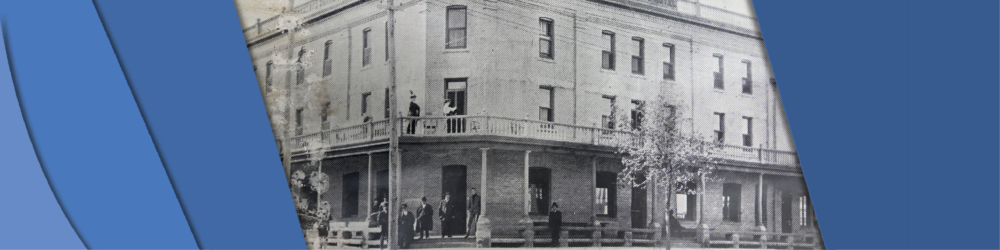 Selkirk’s First Three Hotels Banner Exterior of the Merchants Hotel with people standing outside of it