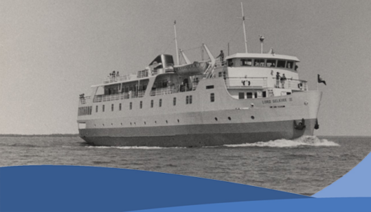 Lord Selkirk II Feature Image Black and white photo of the Lord Selkirk II navigating the waters