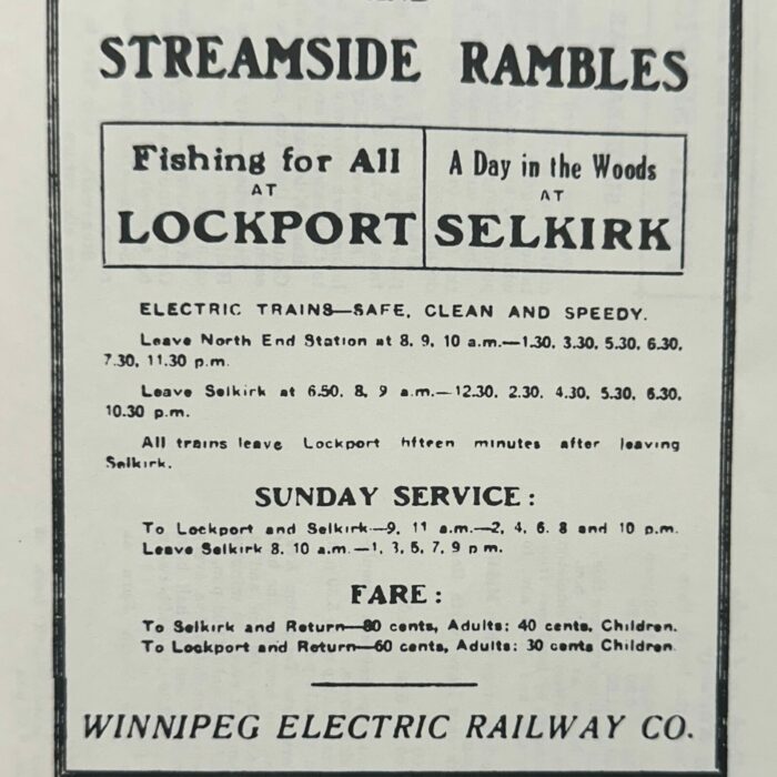 A time table for when the train would be operating between Lockport Mb and arriving in Selkirk MB